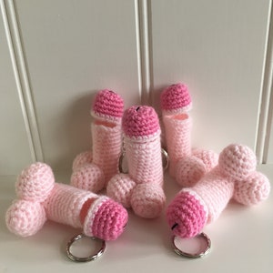 Crocheted willy lip balm holder with key ring