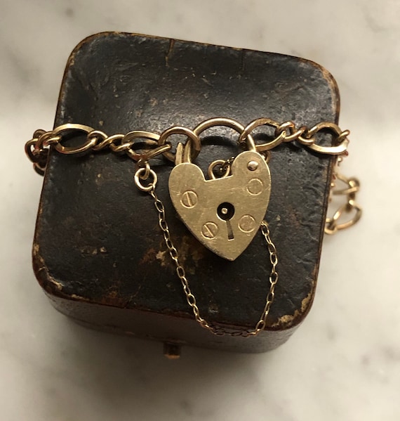 SOLD**Vintage Fred Manshaw Gold Heart Padlock char
