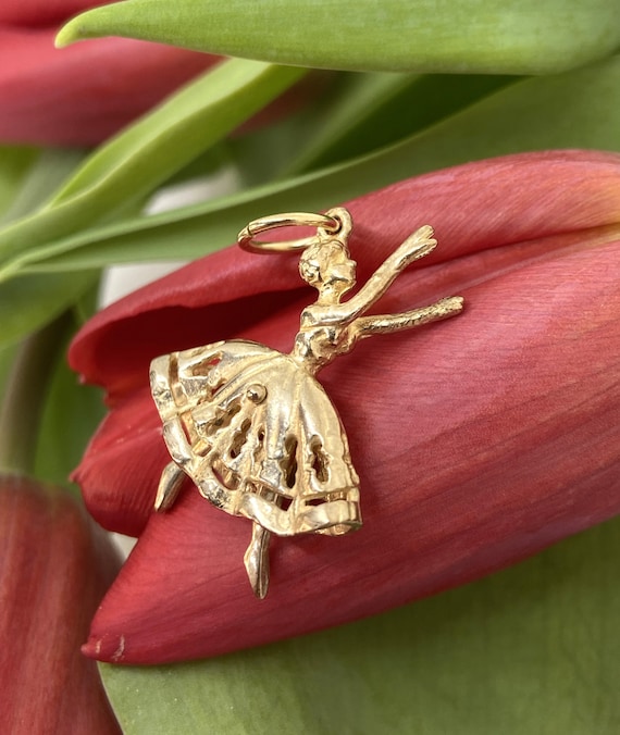 Vintage 9ct Gold Ballerina Charm Pendant - image 2