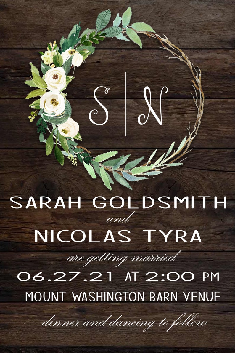 IN0004 Custom Rustic Wedding Invitation