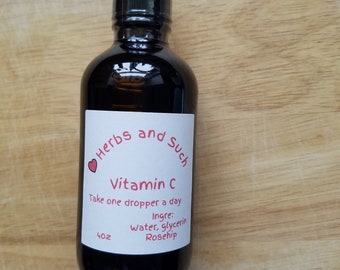 Rosehip Vitamin C Tincture, Glycerin Based - 4 oz