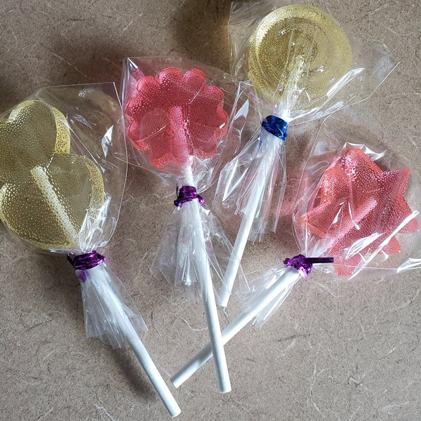 Homemade suckers/ Hard Candy/Lollipops/Wedding guest favors/ baby shower/set of 10