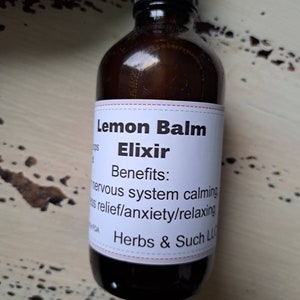 4 oz /Lemon Balm Elixir/ Lemon Balm,vodka, local raw honey