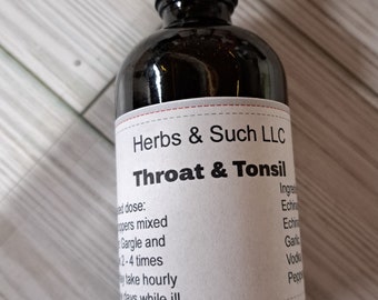 4 oz /Throat and tonsil tincture/Throat Care/Echinacea Leaf,Echinacea Root,Garlic, Cayenne, Fig Syrup, Peppermint oil