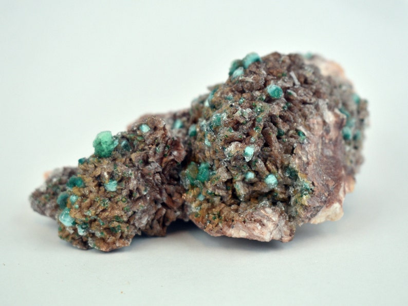 Rosasite Crystal Rosasite Cluster Green Rosasite Rosasite on Selenite and Dolomite Crystals Morocco