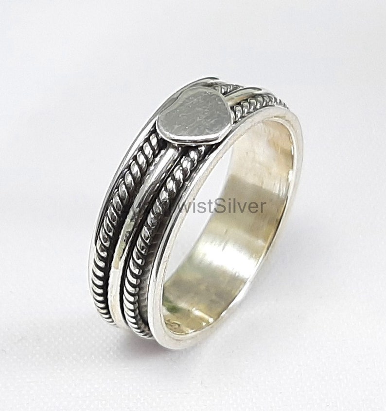 Heart Shape Design Silver Spinner Ring-925 Sterling Silver thumb Ring- 925 Sterling Silver Spinner Ring Sterling Silver Ring