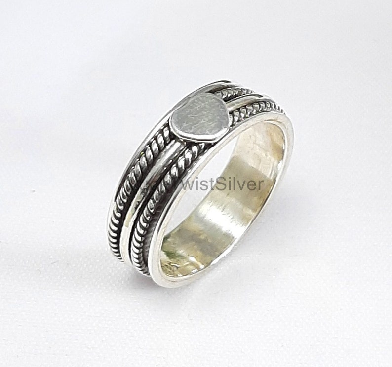 Heart Shape Design Silver Spinner Ring-925 Sterling Silver thumb Ring- 925 Sterling Silver Spinner Ring Sterling Silver Ring