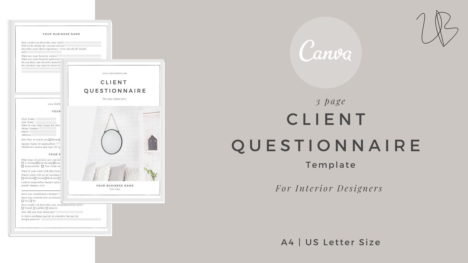 Client Questionnaire Canva template, Client intro, Questionnaire