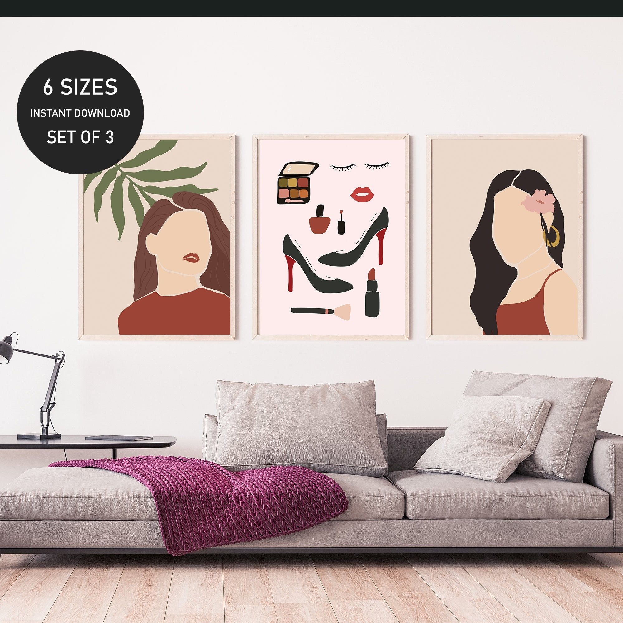 Women Wall Art Poster Prints Abstract Wall Art Makeup Etsy