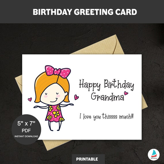 Printable Birthday Card for Grandma Happy Birthday Grandma - Etsy
