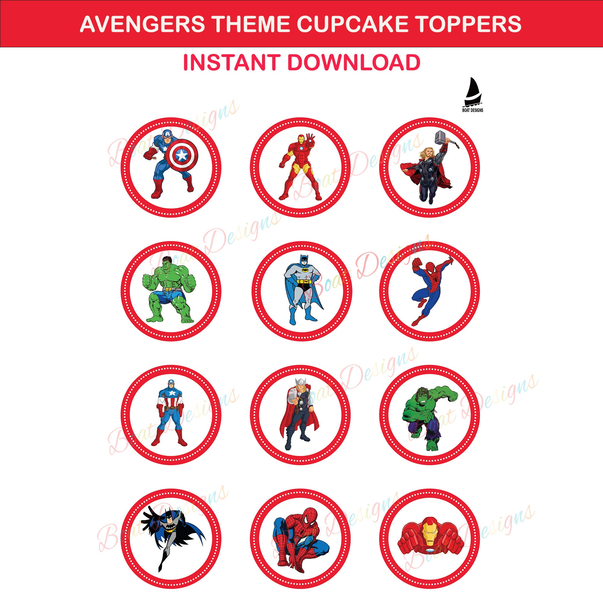 Printable Avengers Cupcake Toppers Muffin Toppers Kids | Etsy
