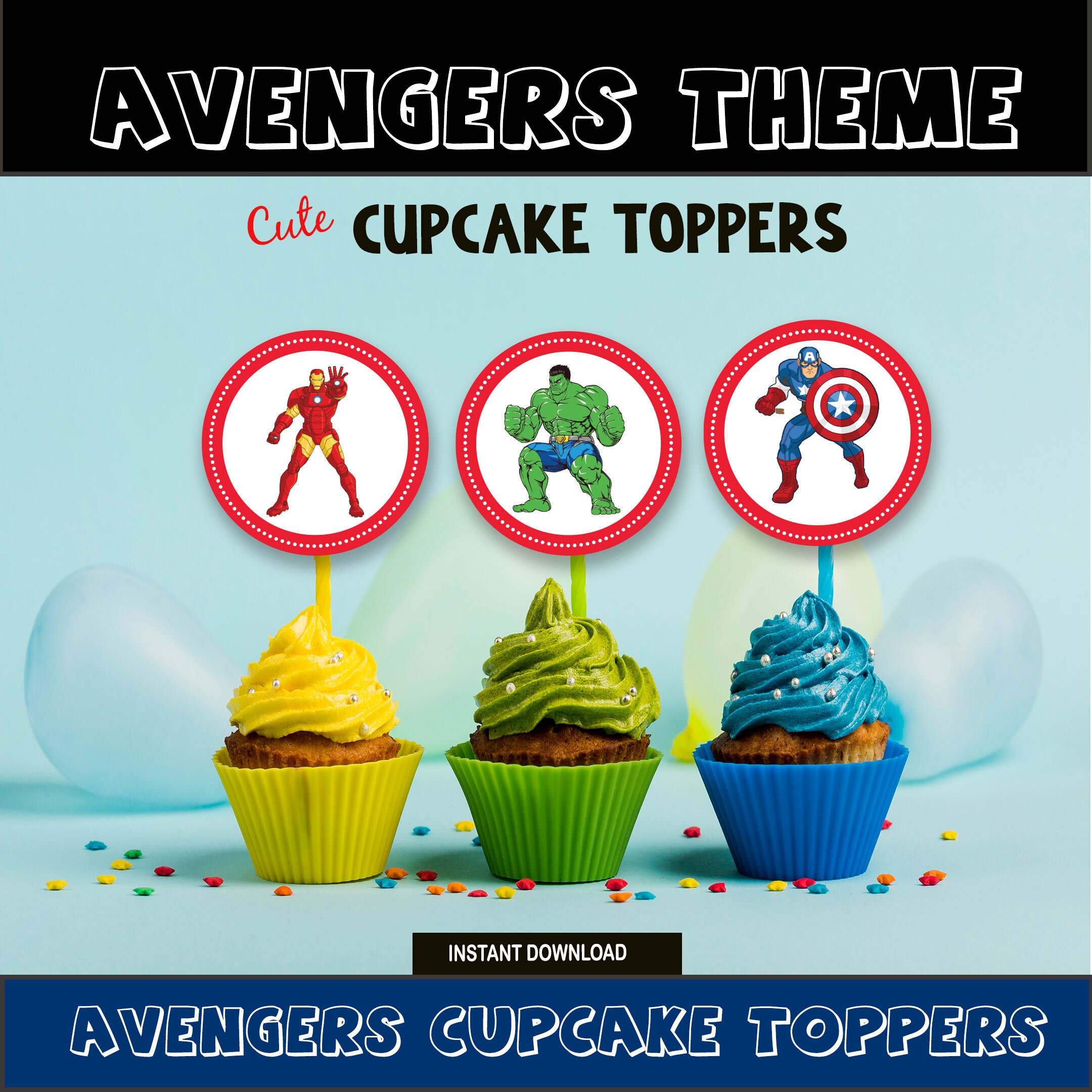 Printable Avengers Cupcake Toppers Muffin Toppers Kids | Etsy