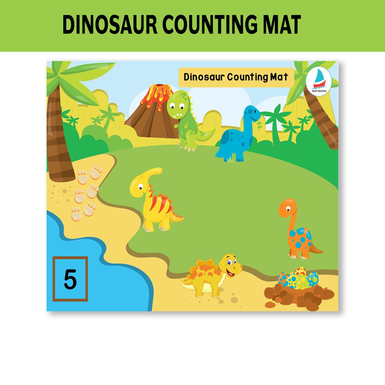 Dinosaur Counting Mat Dinosaur Math Math Mat Dinosaur Math Etsy