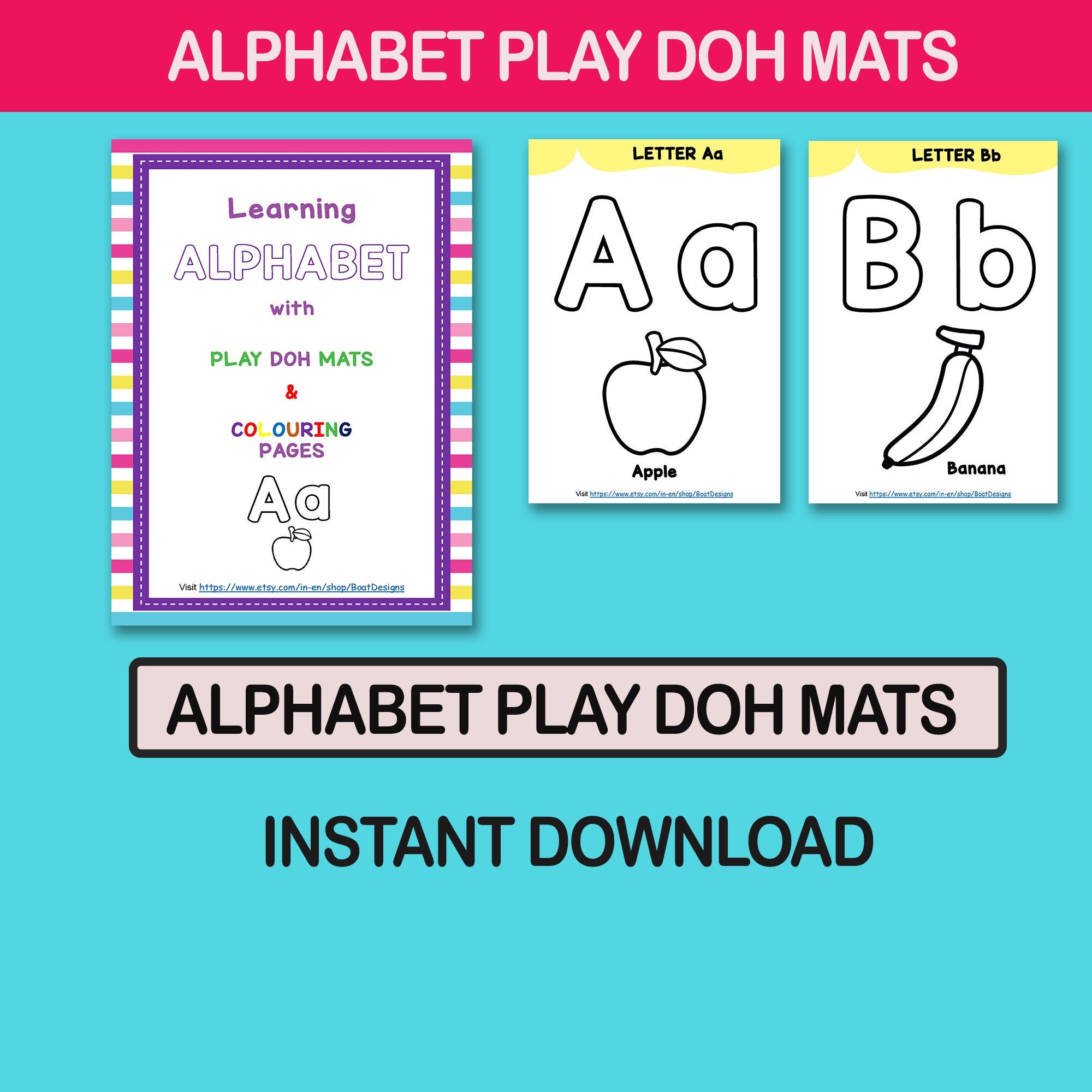 Kids Worksheets | Play Doh Mats | Alphabet Worksheets | Instant Download  Printables