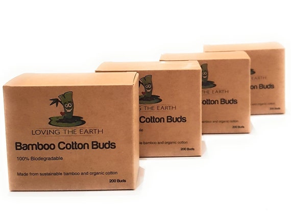 Bamboo Cotton Buds 800 Eco-Friendly 4 Boxes Loving The Earth. Q Tip Cotton Swabs Made from Organically Grown Bamboo /& Cotton 100/% Natural BPA Free Durable /& Compostable Ear Buds