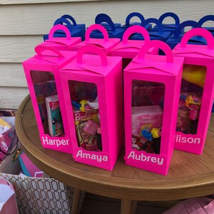 Barbie Doll Party Favor Box Barbie Birthday Party Gift Box Barbie and Ken Pink and Blue Party