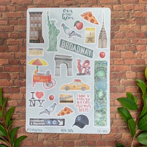 New York Sticker Set -- NYC Planner Stickers -- Travel Journal Stickers -- TJ 002 -- Watercolor