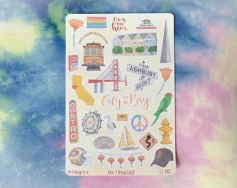 San Francisco Sticker Set — SF Planner Stickers — Travel Journal Stickers — TJ 006 — Watercolor