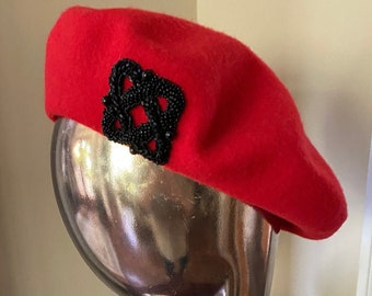 Hand made designer Red beret