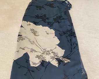 Harari sheer burn-out overlay silk chiffon over solid black Georgette black skirt with elastic waist  Size M