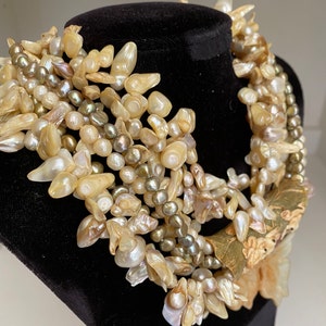 Designer Baroque Pearl Statement Necklace, Museum Quality Art Bild 3