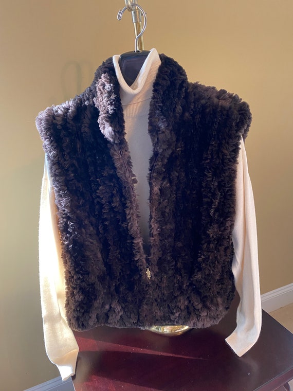 Paula Lishman Knitted Sheared Beaver Fur Vest, Zipper Front