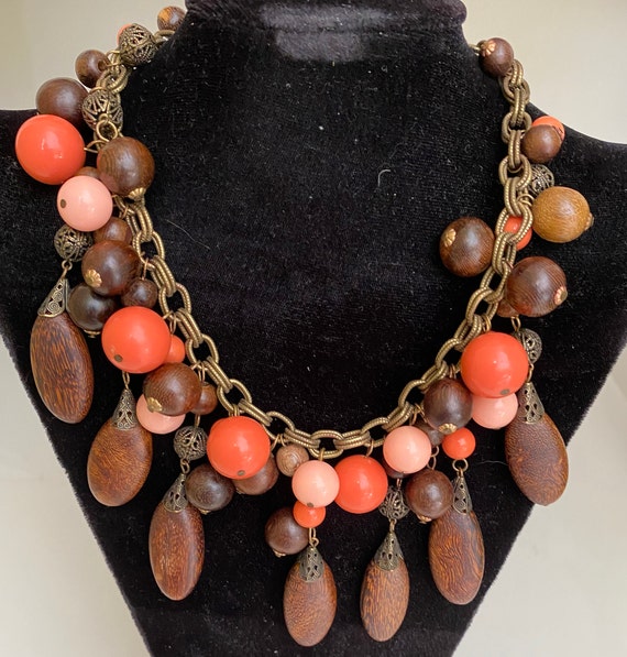 Wood and coral necklace by Gerard Yasco make a fu… - image 3