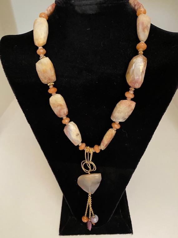 Desert Stone Pendant Necklace, Rare Vintage Design