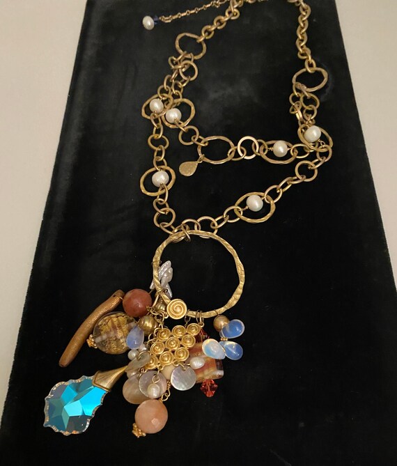 Handmade Cluster Drop Charm Necklace, OOAK Design - image 2