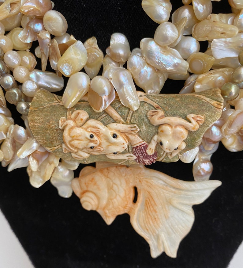 Designer Baroque Pearl Statement Necklace, Museum Quality Art Bild 2
