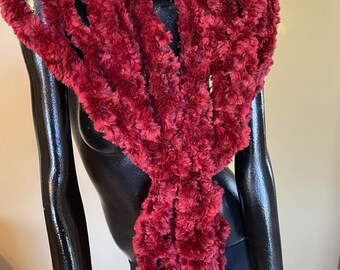Paula Lishman Knitted Beaver Fur Ring Shawl - Burgundy Wrap - Etsy