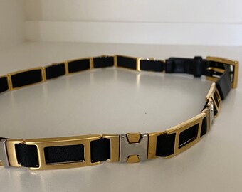 Suzi Roher Gold Silver Station Stretch Belt, Size L - Etsy display picture 1