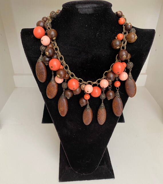 Wood and coral necklace by Gerard Yasco make a fu… - image 1
