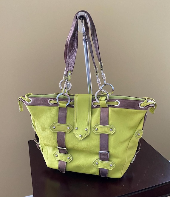 Agathe Planchon Lime Green Leather Satchel – French Designer Bag