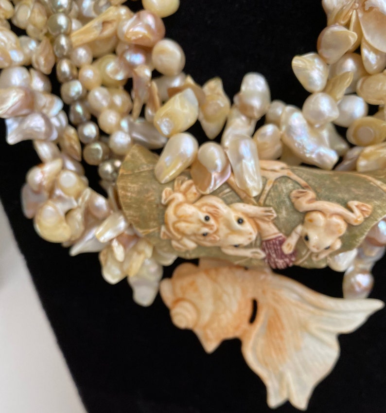 Designer Baroque Pearl Statement Necklace, Museum Quality Art Bild 4