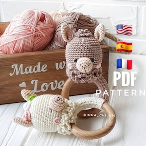 PATTERN ONLY: Llama | Alpaca Rattle | Llama Animal Toy | Alpaca amigurumi toy | PDF Pattern in English (Us terms), Spanish, French