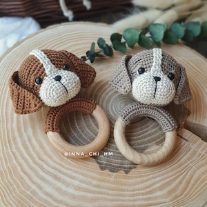 PATTERN ONLY: Puppy baby rattle Dog amigurumi toy Puppy toy tutorial PDF Crochet Pattern French, Spanish, English image 8