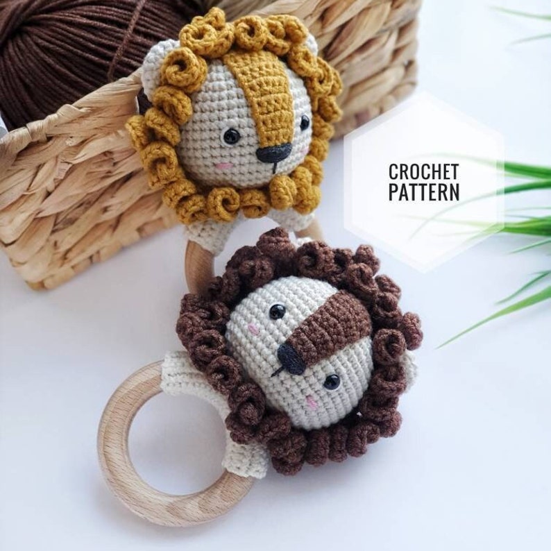 PATTERN ONLY: Lion Baby Rattle Safari Animal Toy Amigurumi lion toy Easy To Follow PDF Pattern in English, French, Spanish image 7