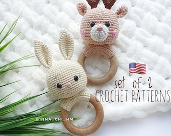 Set of 2 patterns DEER, BUNNY| Woodland animal Crochet Pattern | Amigurumi Toys | Amigurumi PDF Patterns