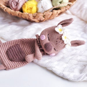 PATTERN ONLY: Kangaroo Lovey Kangaroo Baby Security Blanket Diy crochet Kangaroo snuggler PDF in English image 5