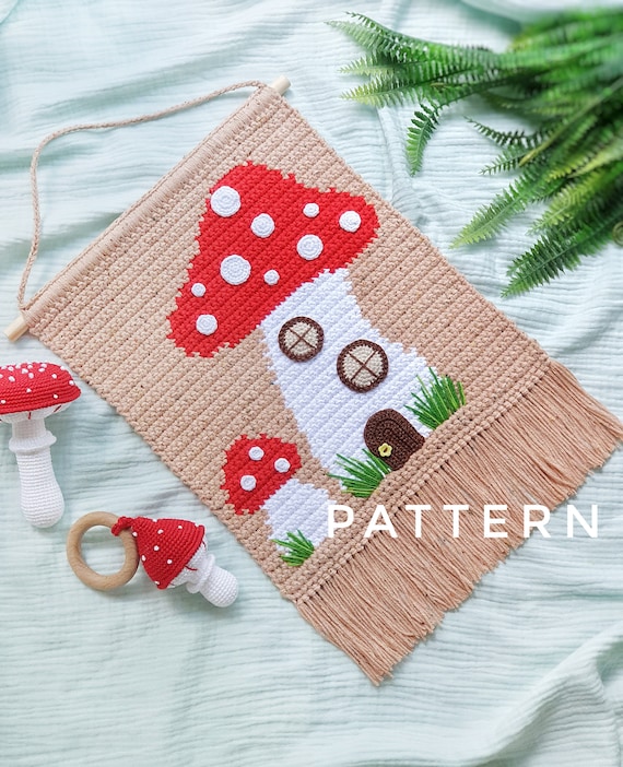 Mushrooms Crochet Wall Hanging PATTERN Woodland Wall Decor - Etsy