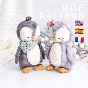 PATTERN ONLY: Cute Penguins | Penguin amigurumi toy | Diy Xmas gift | Easy To Follow PDF Pattern in English, Spanish, French