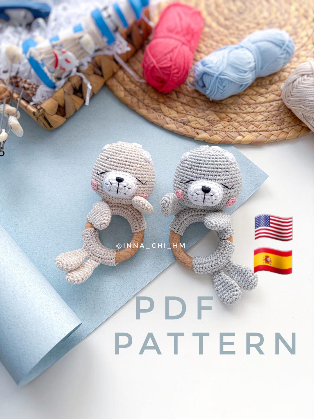 Spanish Rattle Crochet Seal Rattle Pattern: DIY Amigurumi Sea Calf Toy (PDF Pattern in ...