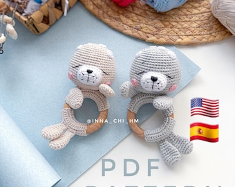Crochet Seal Rattle Pattern: DIY Amigurumi Sea Calf Toy (PDF Pattern in English, Spanish)
