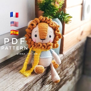 PATTERN ONLY: Lion crochet toy | Amigurumi Lion | Lion crochet tutorial | Pdf Crochet Pattern in English (US terms), Spanish, French