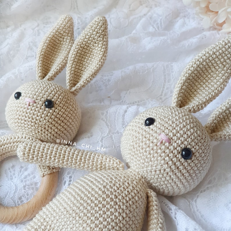 NUR MUSTER: Hasenspielzeug Gehäkeltes Amigurumi Spielzeug Hase Kuscheltier PDF Häkelanleitung in Englisch, Spanisch Bild 7