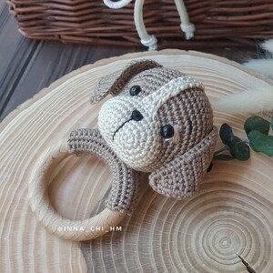 PATTERN ONLY: Puppy baby rattle Dog amigurumi toy Puppy toy tutorial PDF Crochet Pattern French, Spanish, English image 9