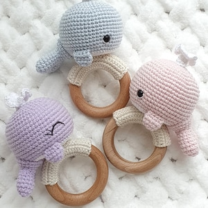 PATTERN ONLY: Whale baby rattle Whale shower gift Crochet Blue Whale Toy PDF Tutorial in English, Spanish, French image 5