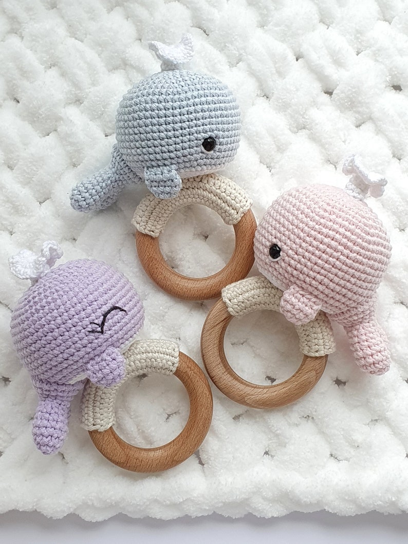 PATTERN ONLY: Whale baby rattle Whale shower gift Crochet Blue Whale Toy PDF Tutorial in English, Spanish, French image 5