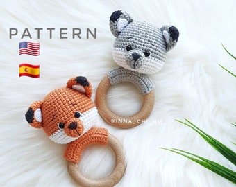 Crochet Wolf and Fox Rattle Pattern: Amigurumi Tutorial (PDF)